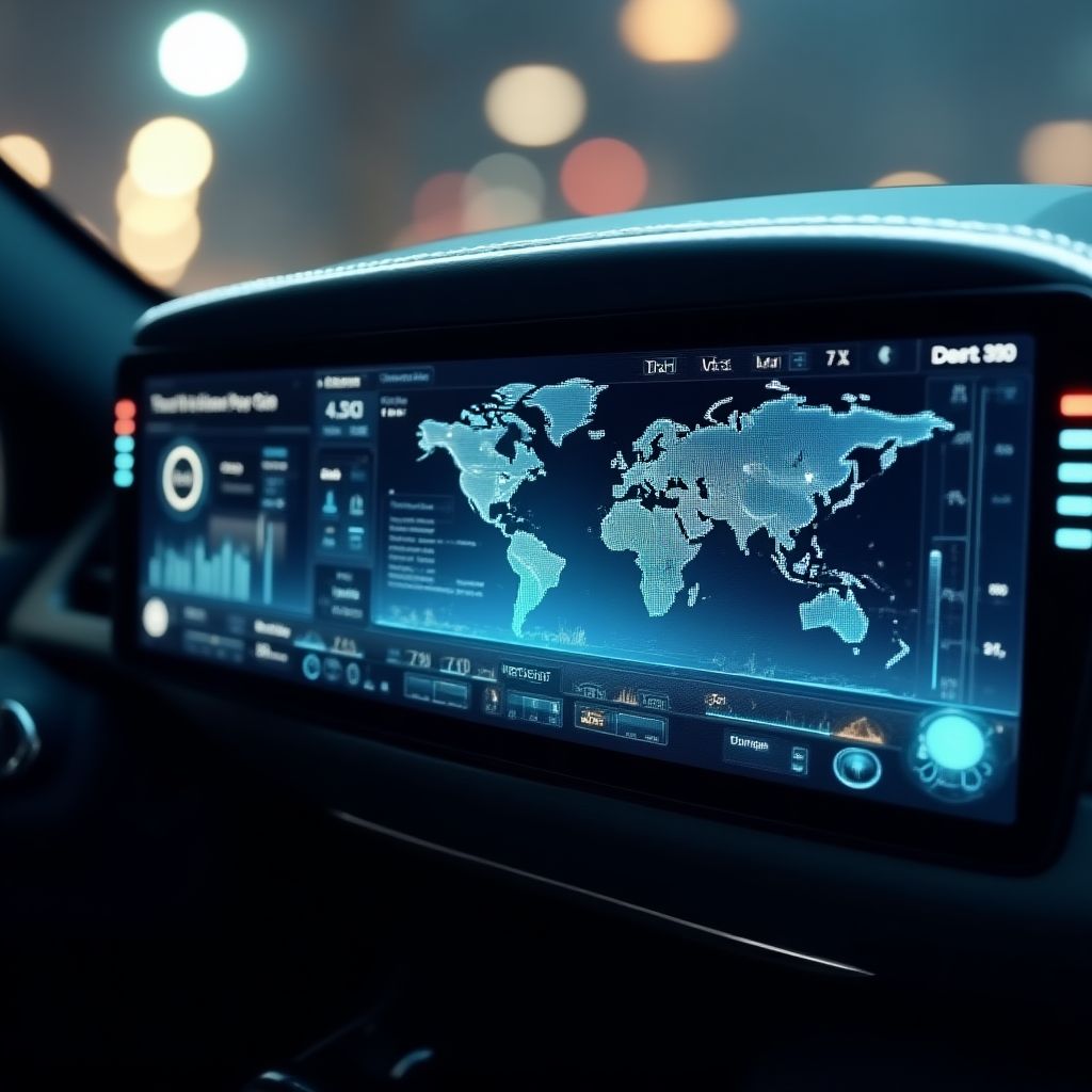 Panel de un coche conectado mostrando datos de telemetría en tiempo real.